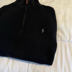 Men’s Ralph Lauren All Black XL Pima Cotton Quarterzip Sweater